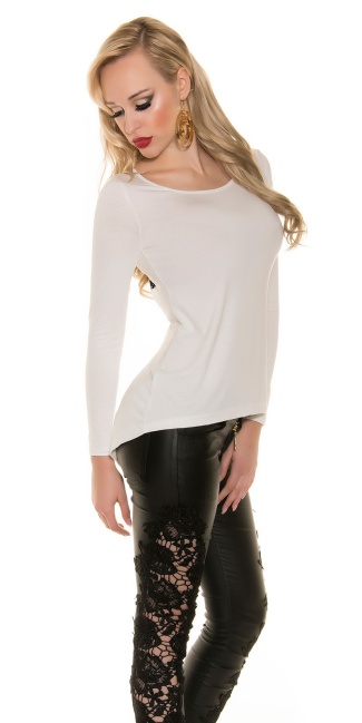 Trendy shirt with lace Cream